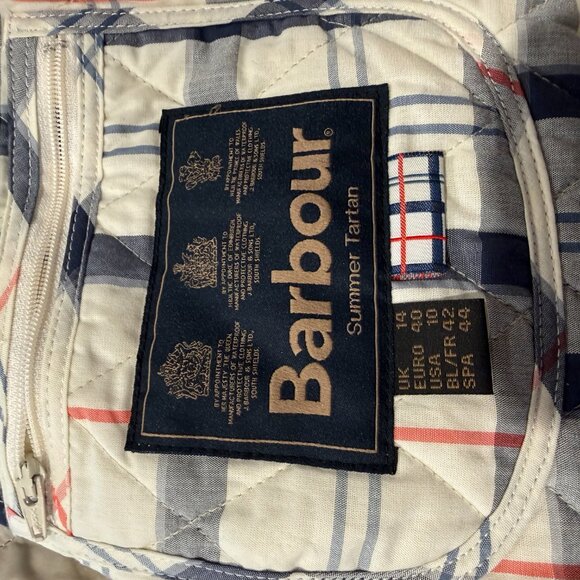 Cream Quilted Jacket w/ Corduroy Collar | Barbour | Sz 10 Women's - Picture 6 of 6